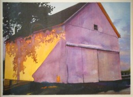 brumbach barn at sunset 17 x 23 watercolor 1978