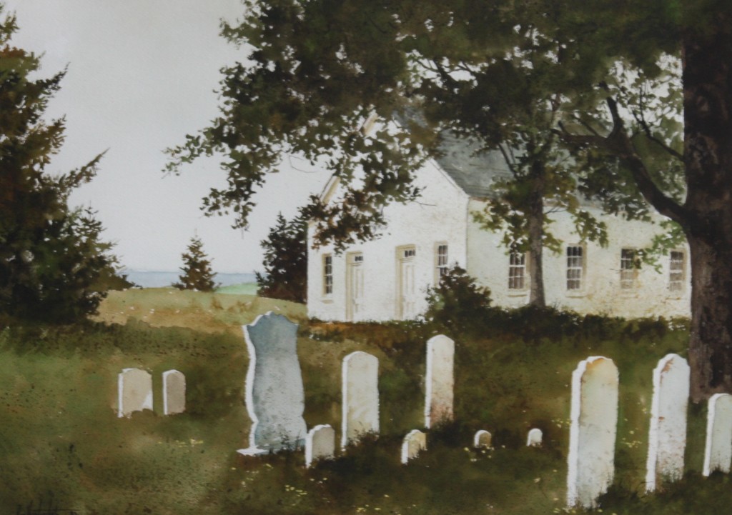 Country Church with Cemetery<br /><a href="http://lancasterartcollectors.com/artist-full-name/ray-hendershot/" rel="tag">Ray Hendershot</a>