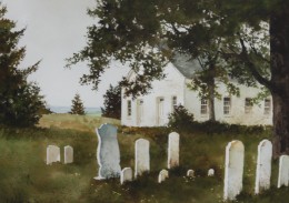 Country Church with Cemetery<br /><a href="http://lancasterartcollectors.com/artist-full-name/dick-whitson/" rel="tag">Dick Whitson</a>
